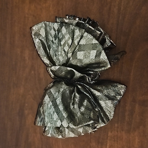 Jumbo Metallic Holiday Christmas Formal Coquette Hair Bow Barrette - Picture 2 of 4